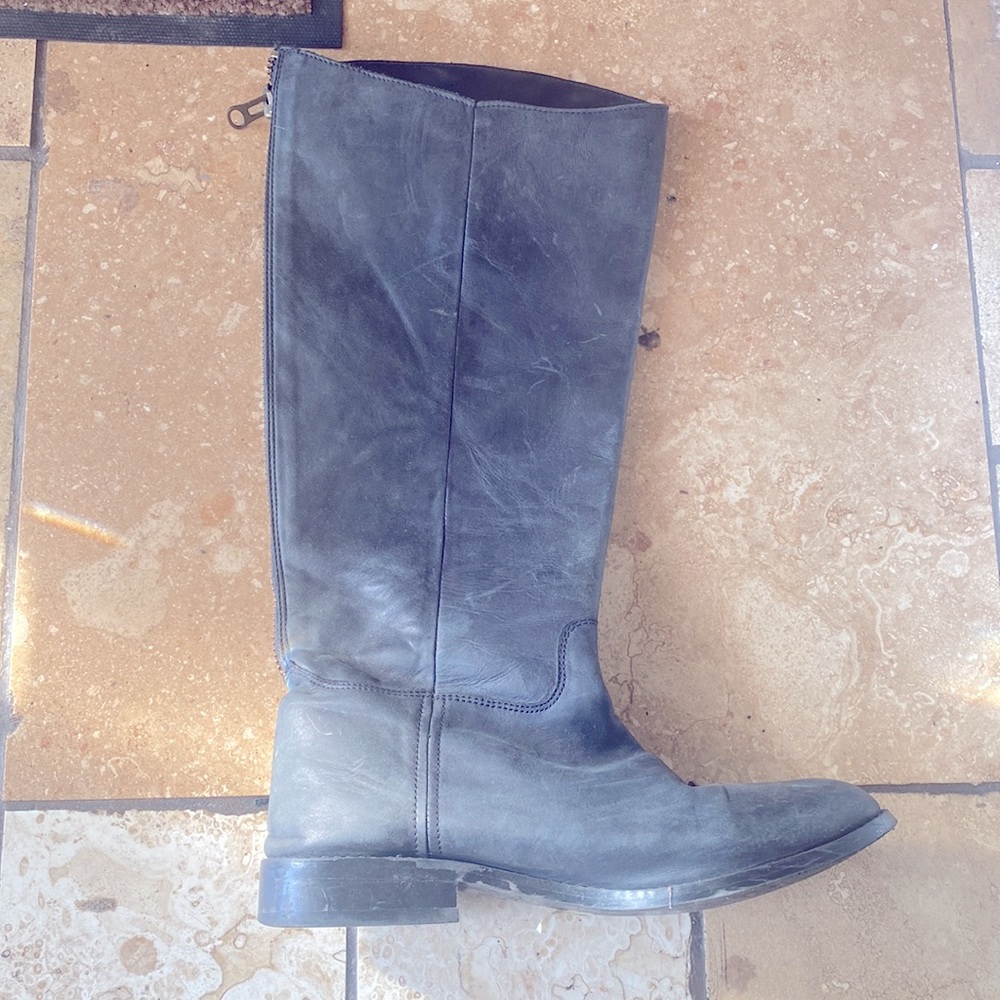 Leather Black Heeled Boot, Woman’s Size 8